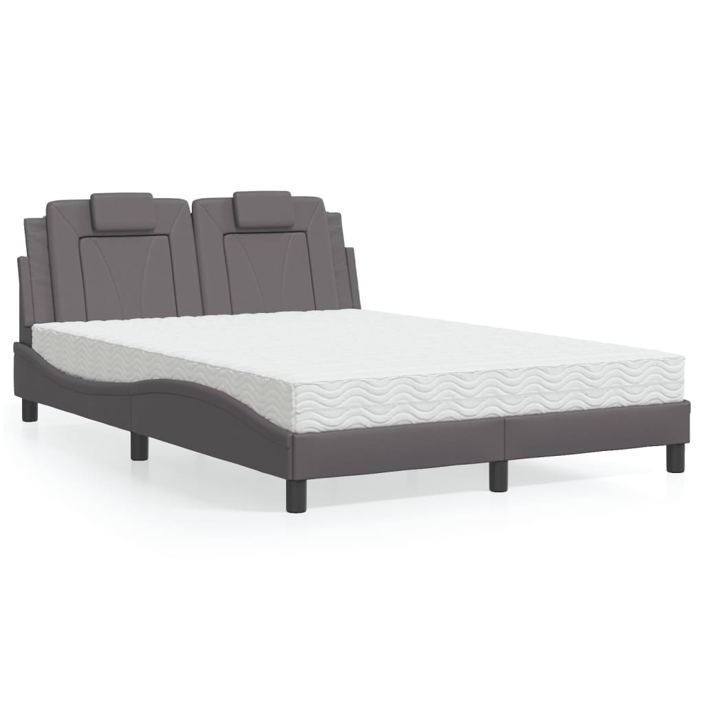 Bett "Viana" mit Matratze Grau 140x190 cm Kunstleder