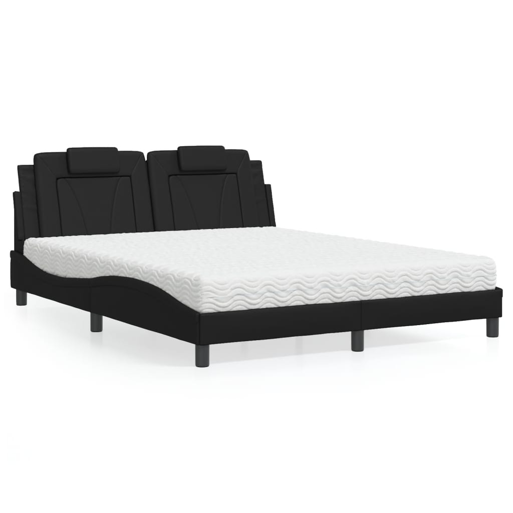 Bett "Viana" mit Matratze Schwarz 160x200 cm Kunstleder