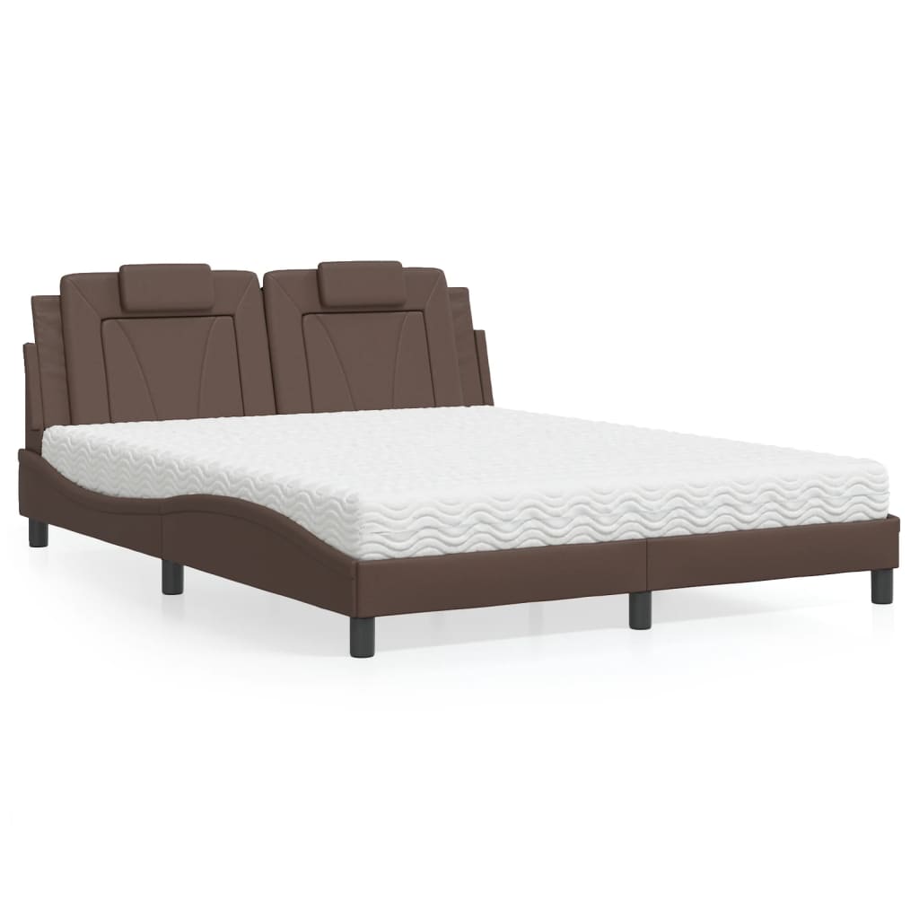 Bett "Viana" mit Matratze Braun 160x200 cm Kunstleder