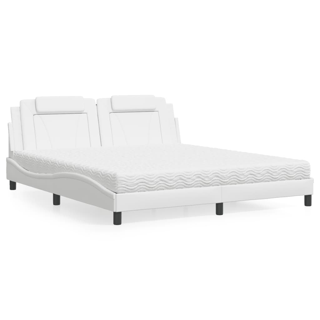 Bett "Viana" mit Matratze Weiß 180x200 cm Kunstleder