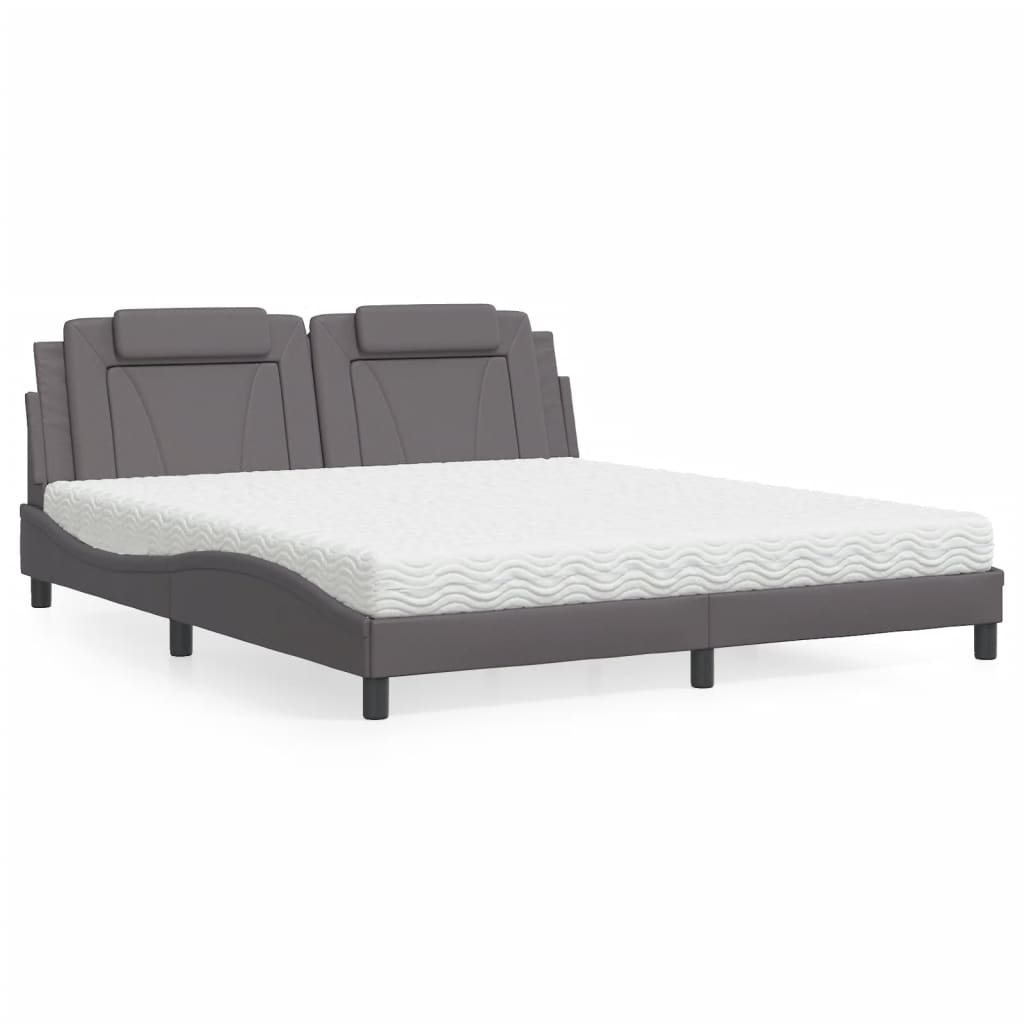 Bett "Viana" mit Matratze Grau 180x200 cm Kunstleder