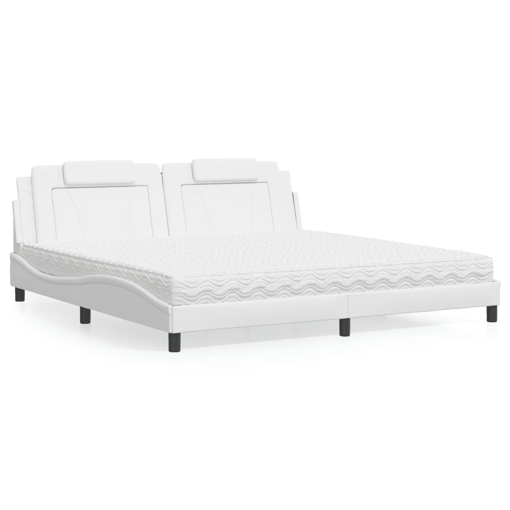 Bett "Viana" mit Matratze Weiß 200x200 cm Kunstleder