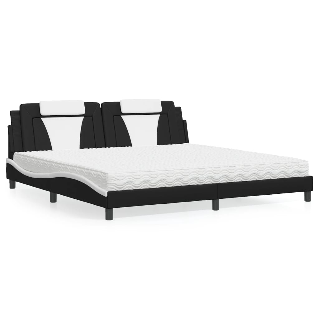 Bett "Viana" mit Matratze Schwarz und Weiß 200x200 cm Kunstleder