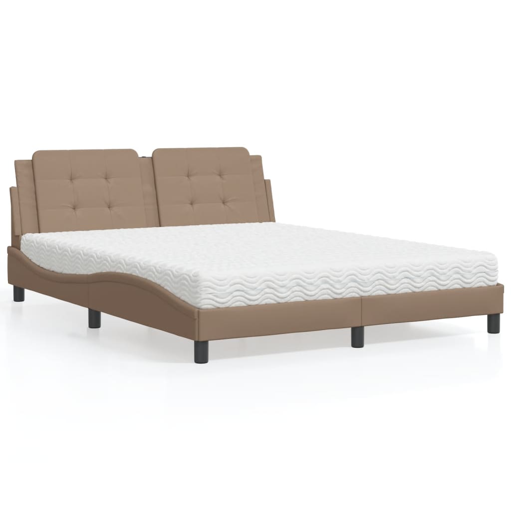 Bett mit Matratze "Zadar" Cappuccino-Braun 160x200 cm Kunstleder