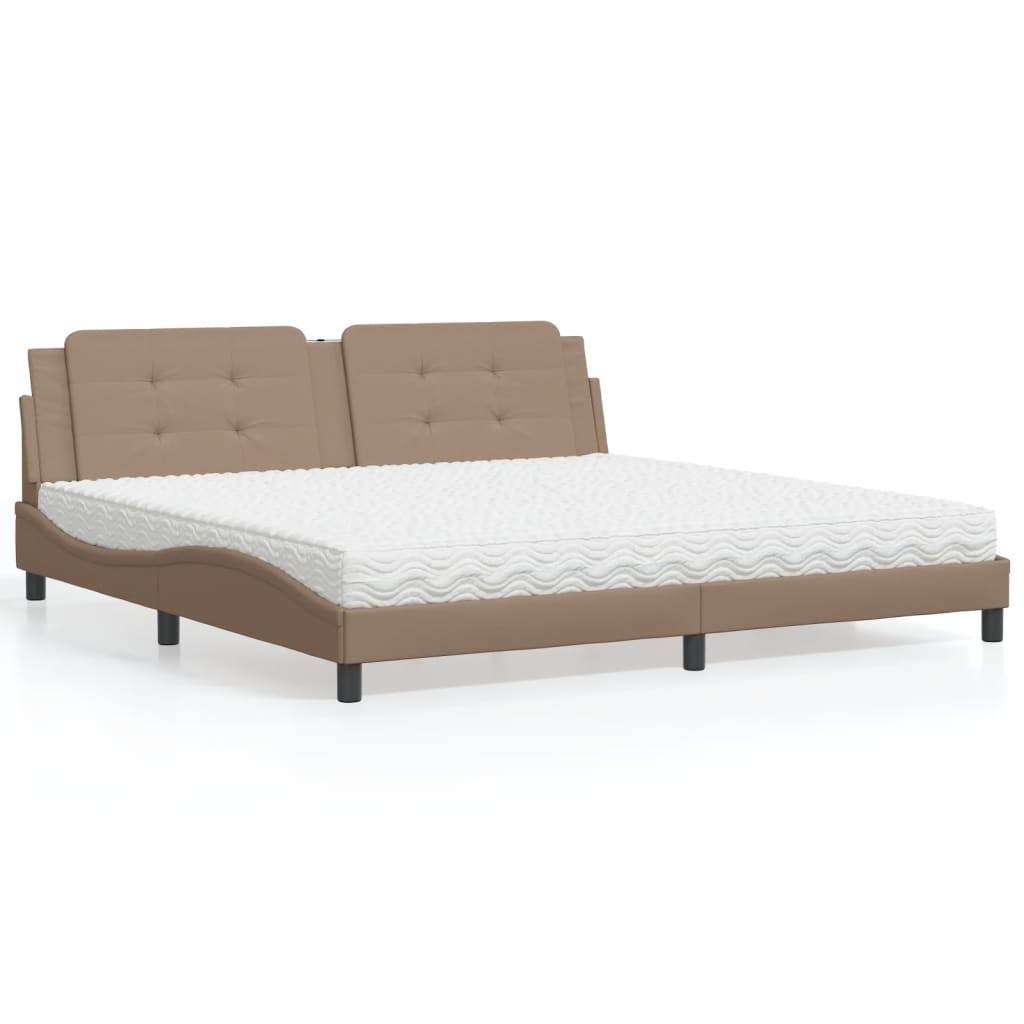 Bett mit Matratze "Zadar" Cappuccino-Braun 200x200 cm Kunstleder