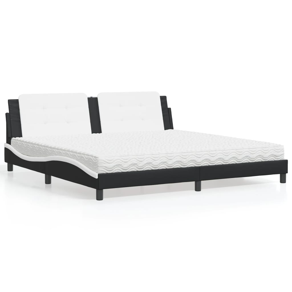 Bett mit Matratze "Zadar" Schwarz und Weiß 200x200 cm Kunstleder