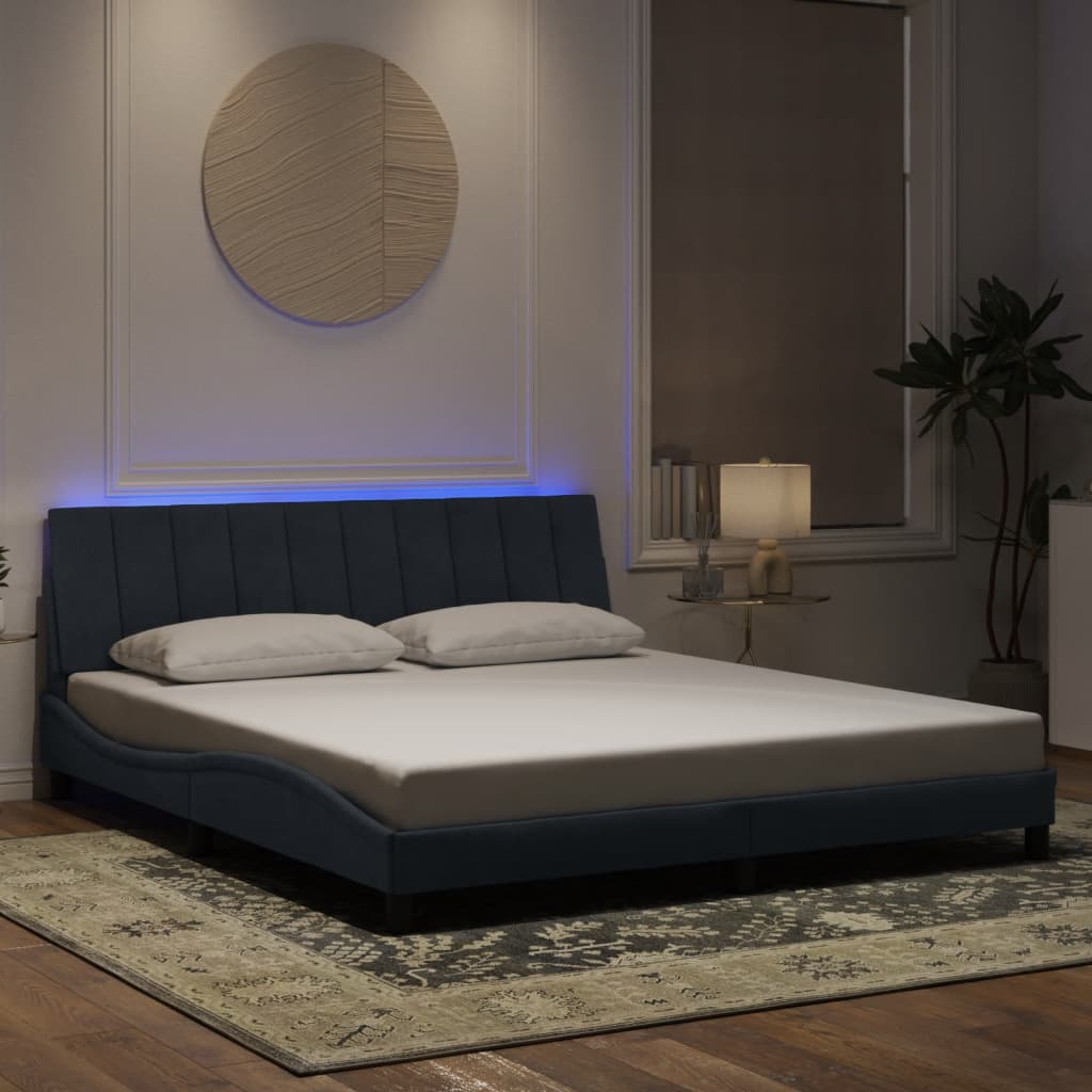 Bettgestell mit LED ohne Matratze "Hanko" Dunkelgrau 180x200 cm Samt
