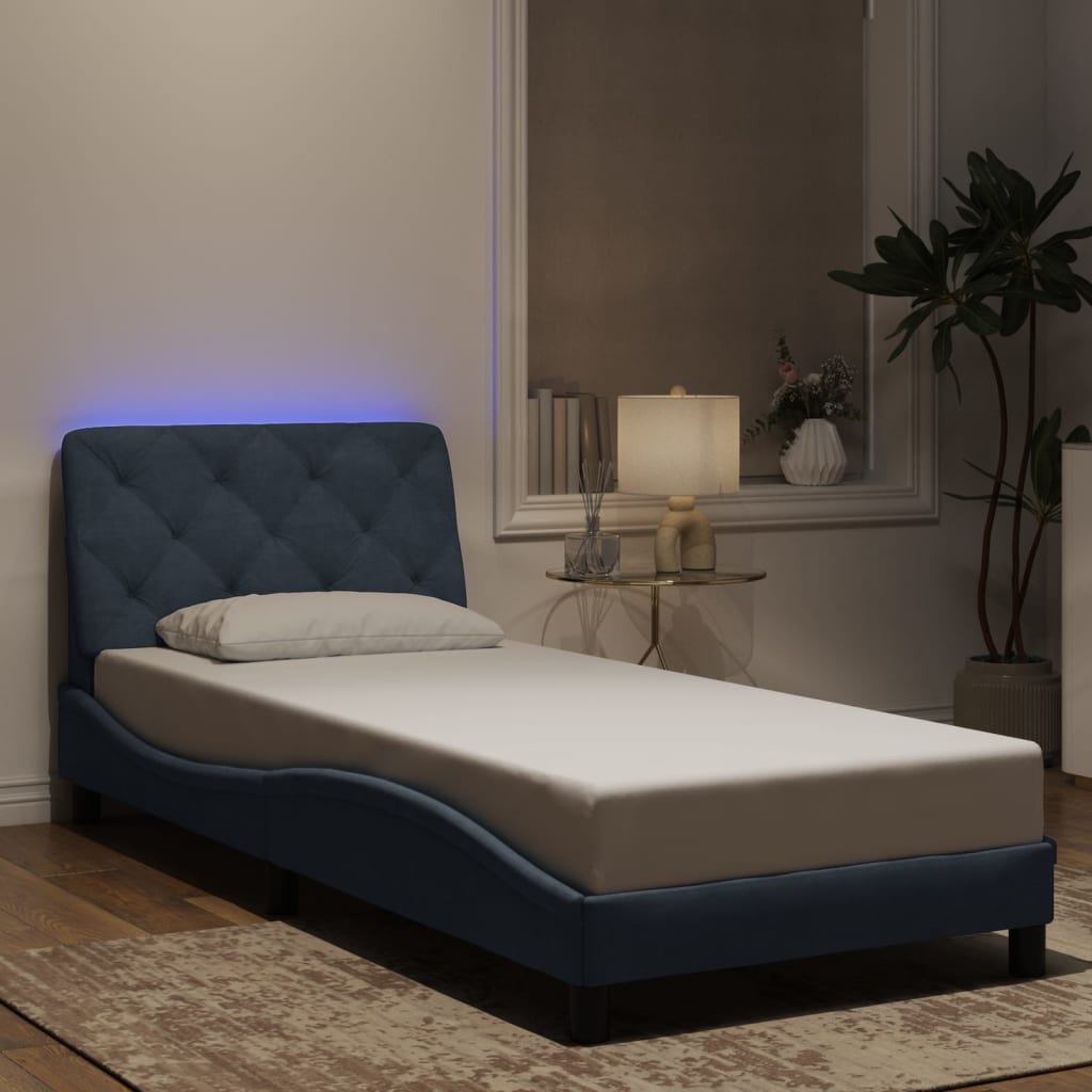 Bettgestell mit LED ohne Matratze Dunkelgrau 80x200 cm Samt