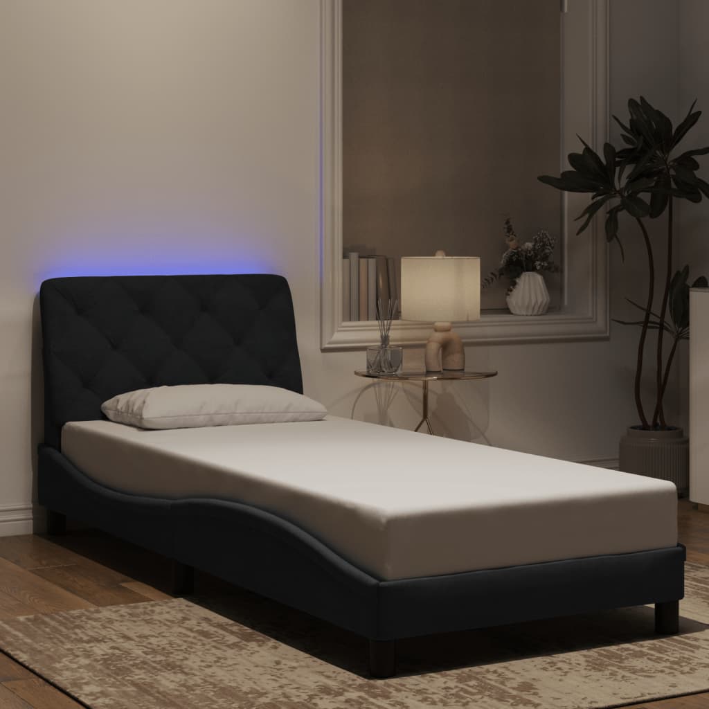 Bettgestell mit LED ohne Matratze Schwarz 90x190 cm Samt