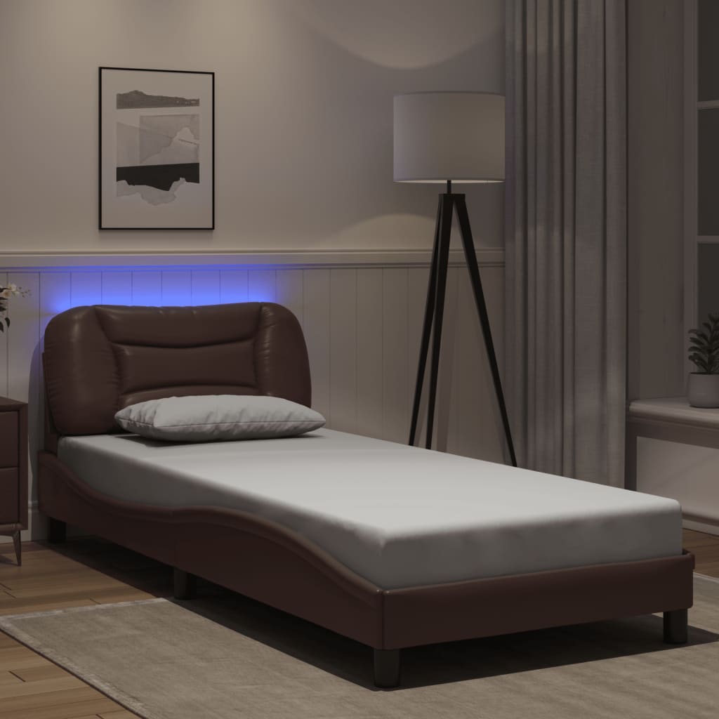 Bettgestell mit LED ohne Matratze "Hvar" Braun 80x200 cm
