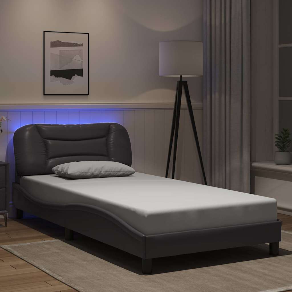 Bettgestell mit LED ohne Matratze "Hvar" Grau 100x200 cm