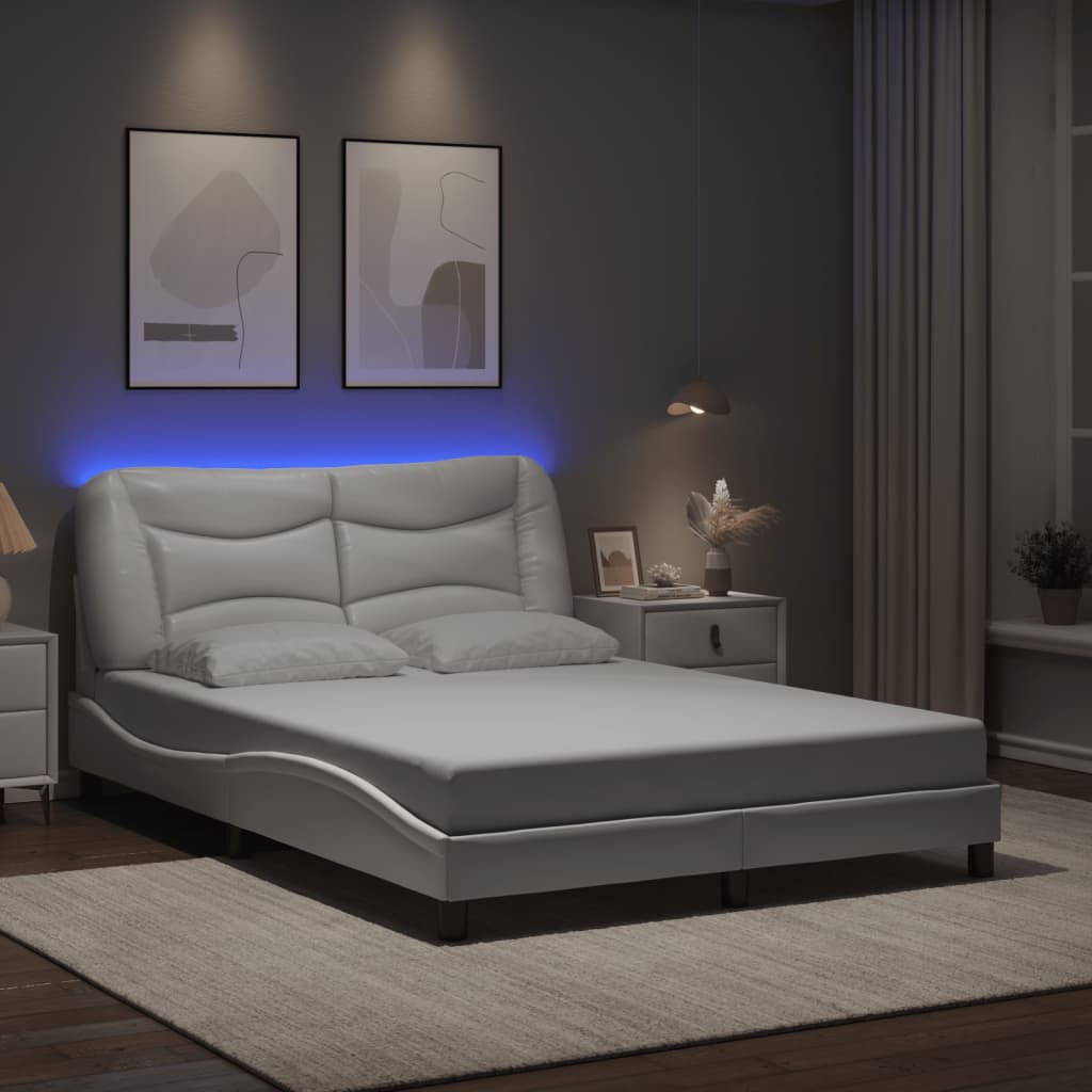 Bettgestell mit LED ohne Matratze "Hvar" Weiß 120x200 cm