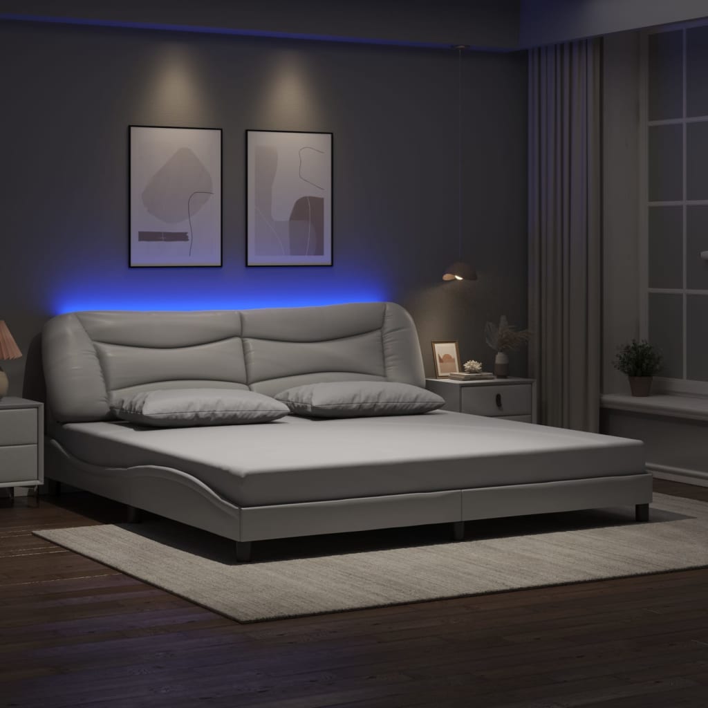 Bettgestell mit LED ohne Matratze "Hvar" Weiß 200x200 cm