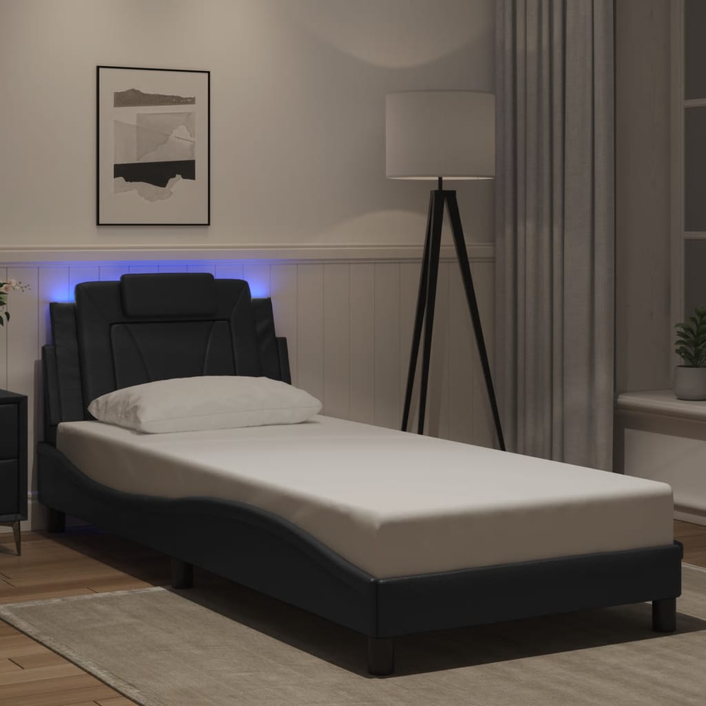 Bettgestell "Viana" mit LED ohne Matratze Schwarz 80x200 cm