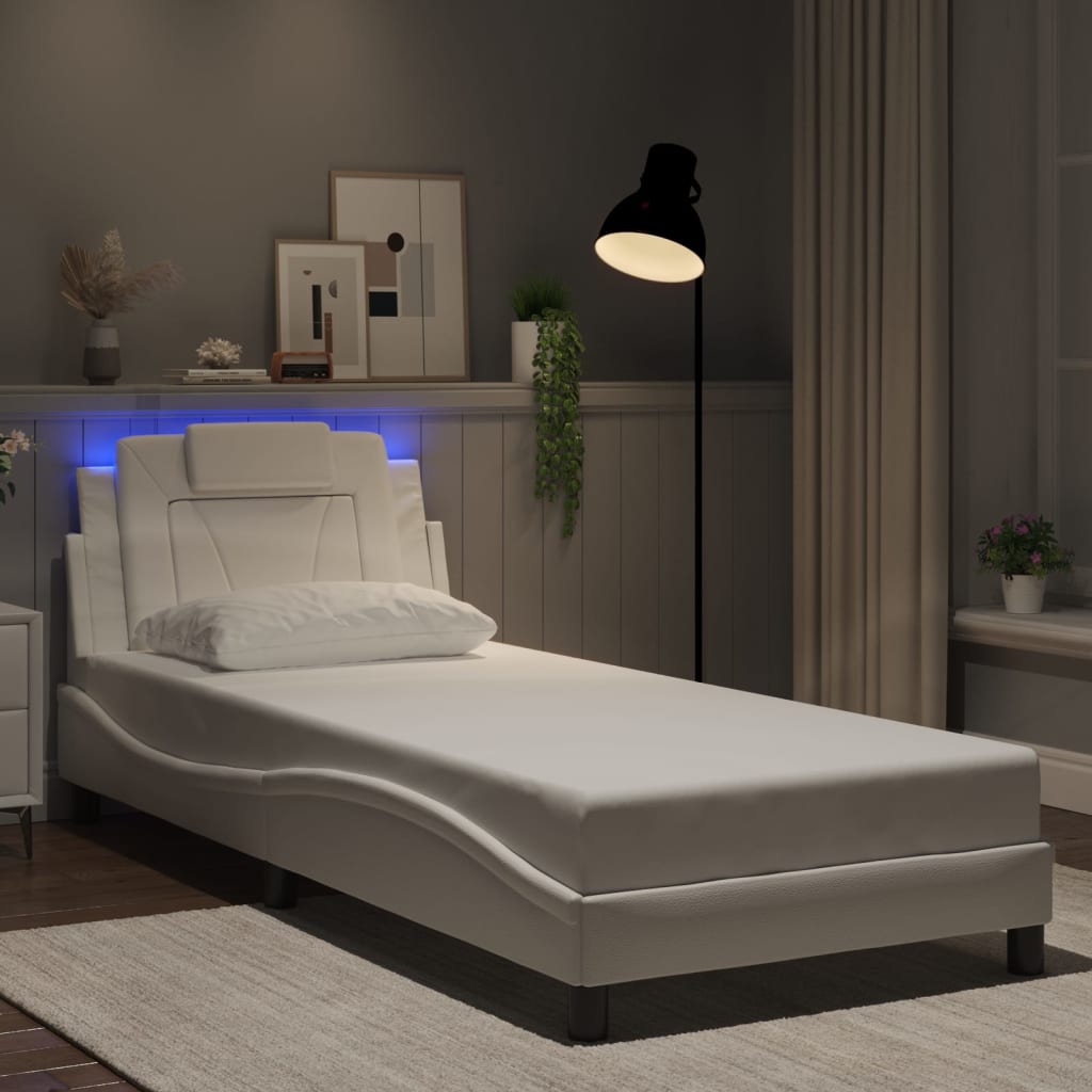 Bettgestell "Viana" mit LED ohne Matratze Weiß 90x190 cm
