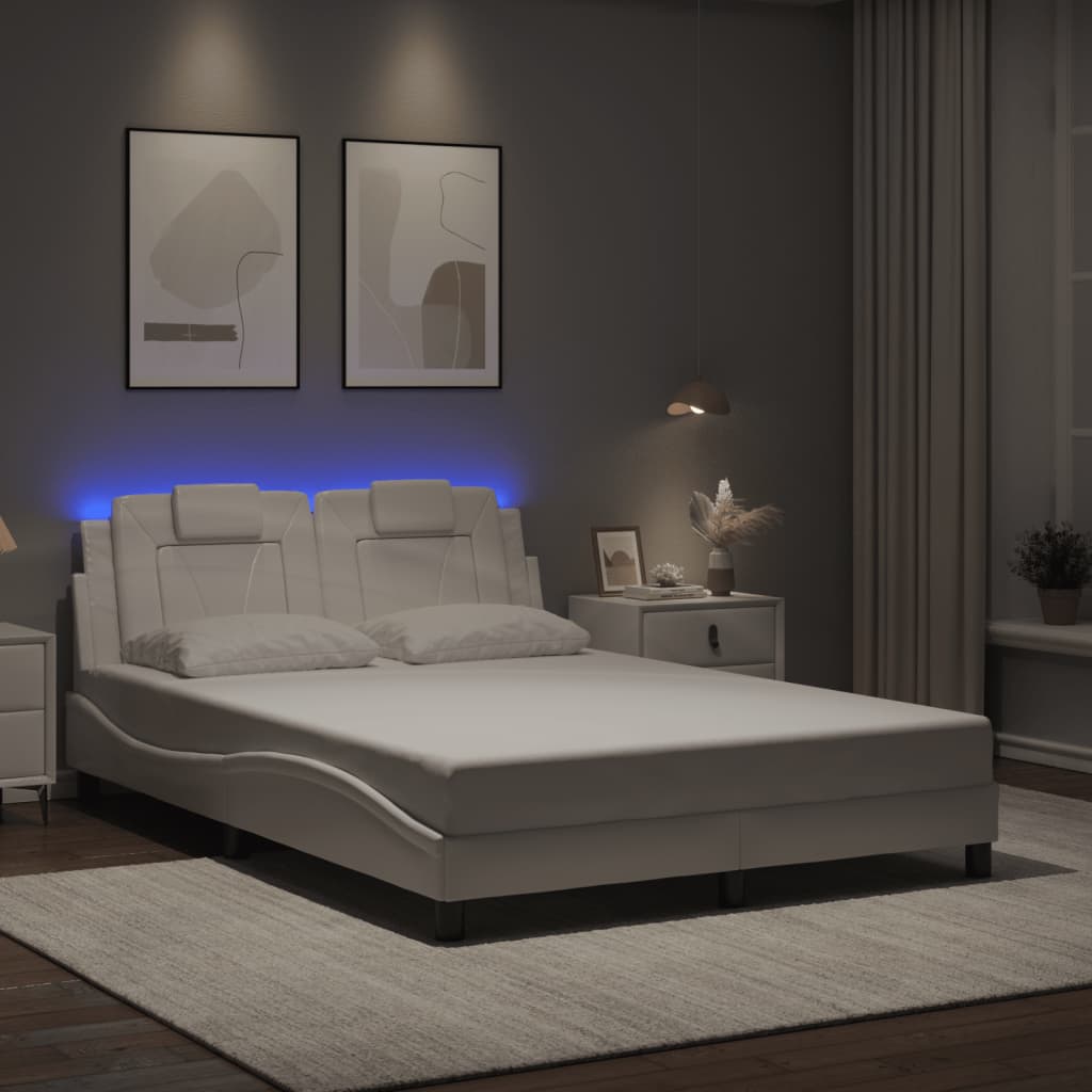 Bettgestell "Viana" mit LED ohne Matratze Weiß 120x200 cm