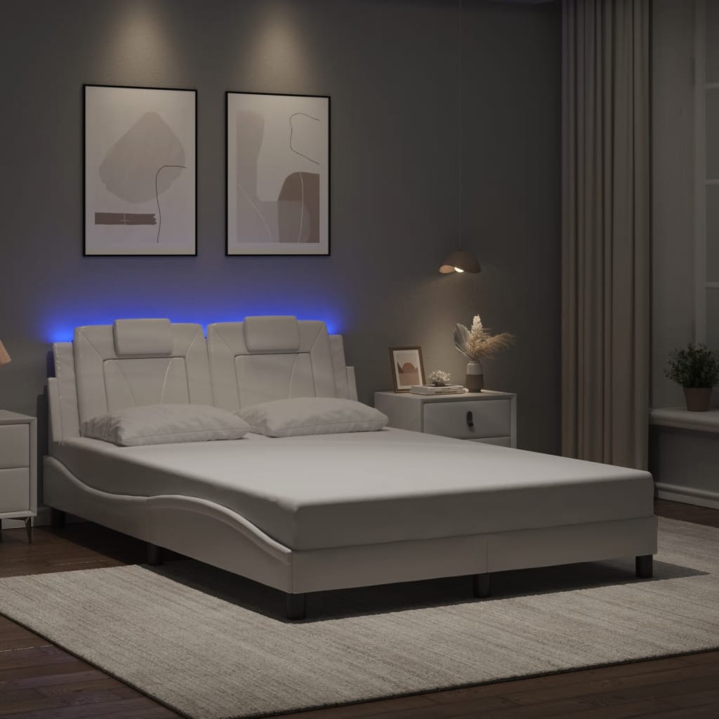 Bettgestell "Viana" mit LED ohne Matratze Weiß 140x190 cm