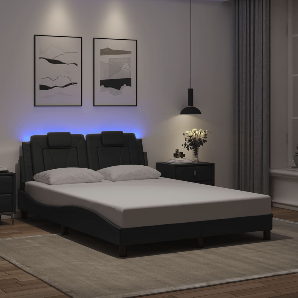 Bettgestell "Viana" mit LED ohne Matratze Grau 140x190 cm