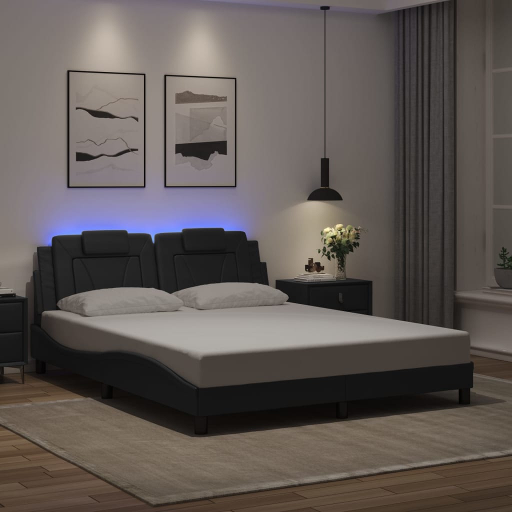 Bettgestell "Viana" mit LED ohne Matratze Schwarz 160x200 cm