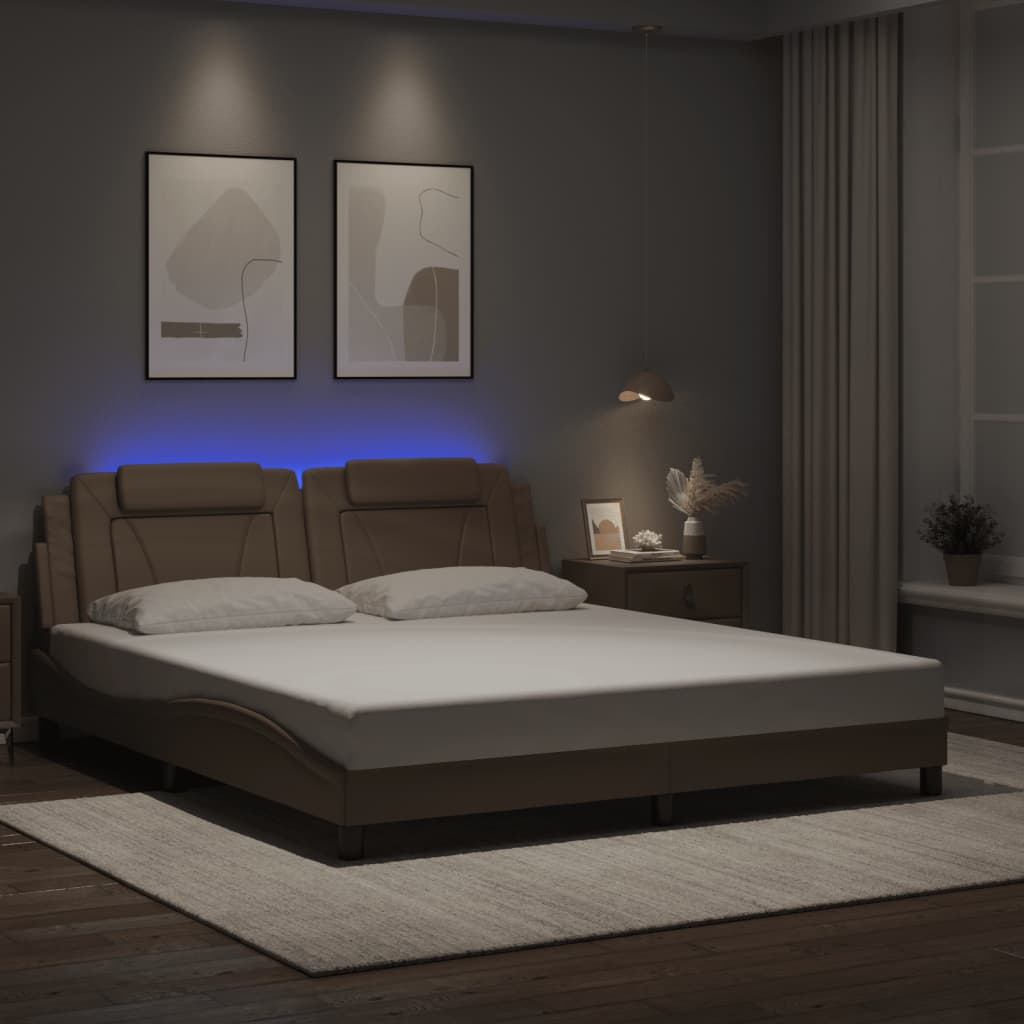 Bettgestell "Viana" mit LED ohne Matratze Cappuccino-Braun 180x200 cm