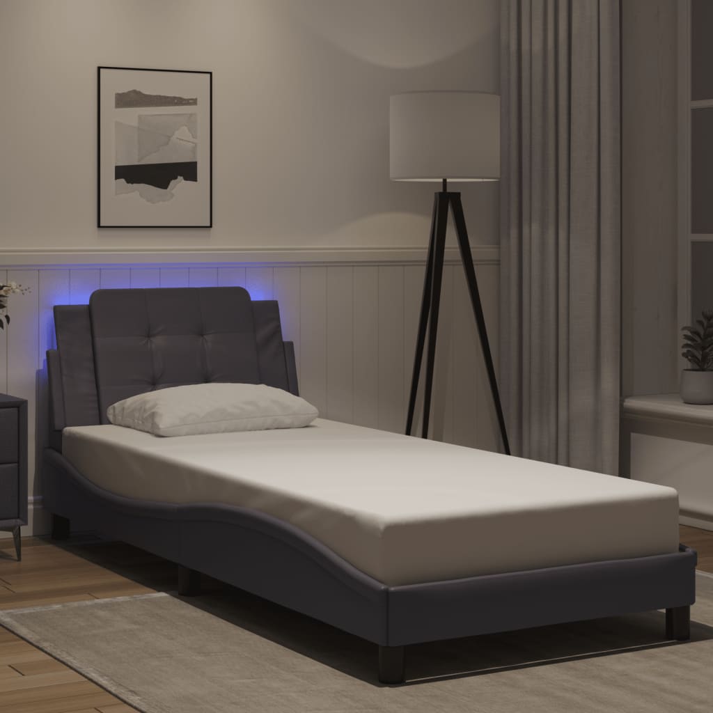 Bettgestell mit LED ohne Matratze "Zadar" Grau 80x200 cm