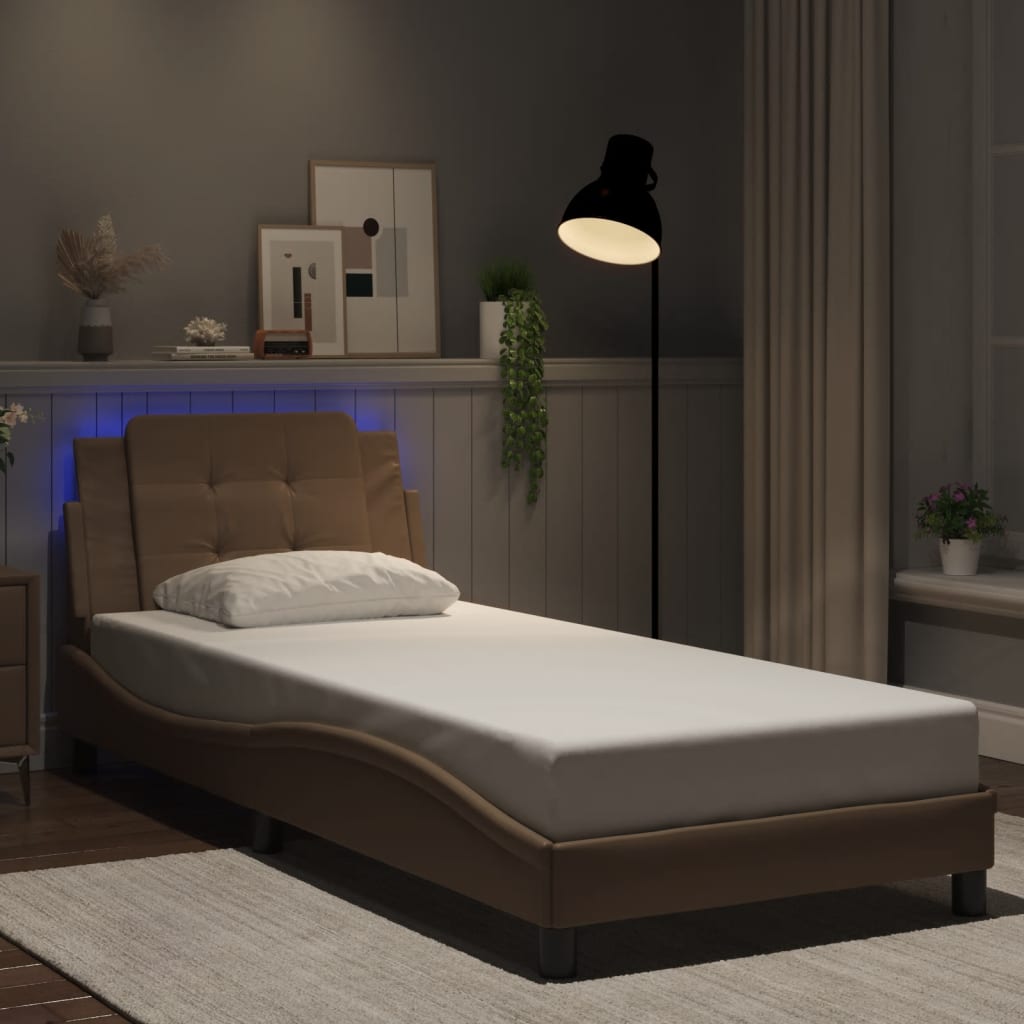 Bettgestell mit LED ohne Matratze "Zadar" Cappuccino-Braun 90x190 cm