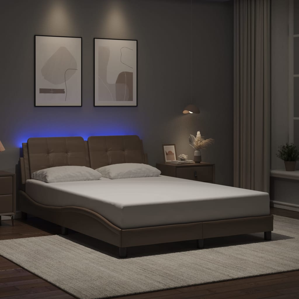 Bettgestell mit LED ohne Matratze "Zadar" Cappuccino-Braun 120x200 cm