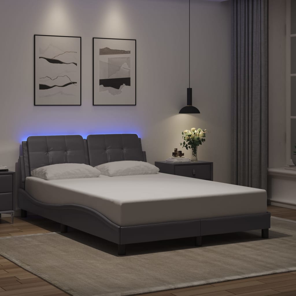 Bettgestell mit LED ohne Matratze "Zadar" Grau 140x190 cm