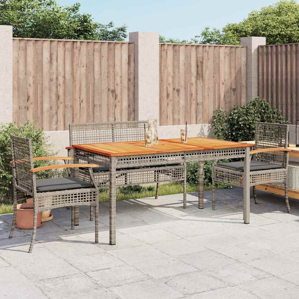 5-tlg. Garten-Essgruppe mit Kissen Grau Poly Rattan