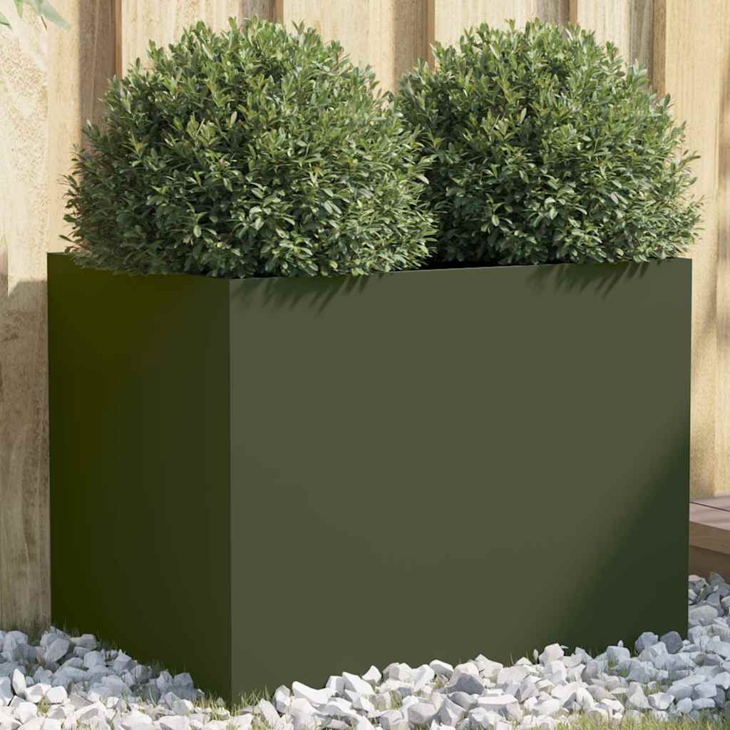 Pflanzkübel Olivgrün 62x47x46 cm Stahl