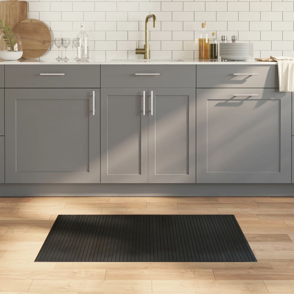 Teppich Rechteckig Schwarz 60x100 cm Bambus