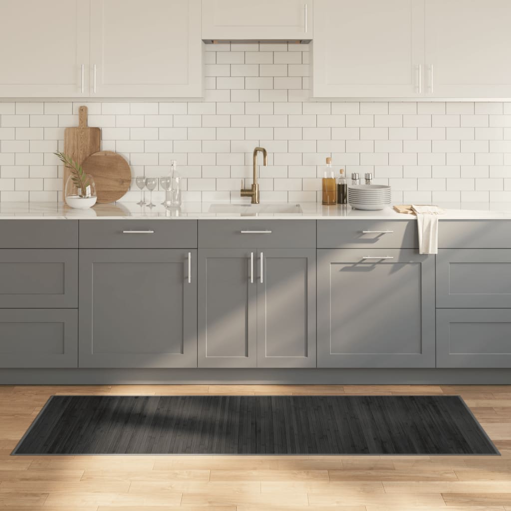 Teppich Rechteckig Grau 70x200 cm Bambus