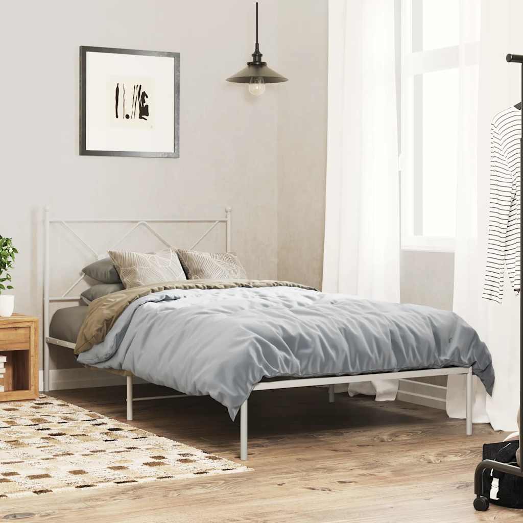 Bettgestell mit Kopfteil Metall Weiß 107x203 cm