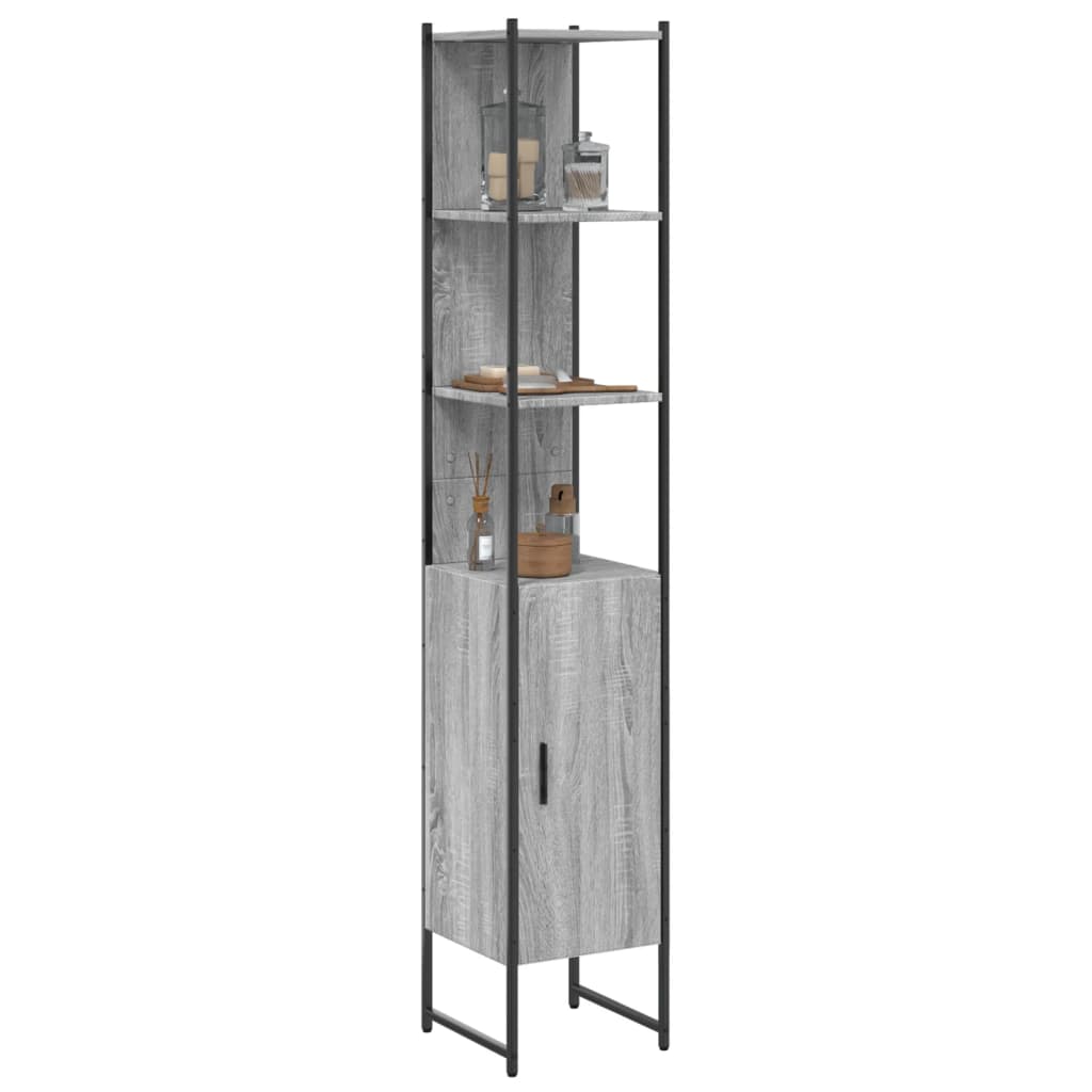 Badschrank Grau Sonoma 33x33x185,5 cm Holzwerkstoff