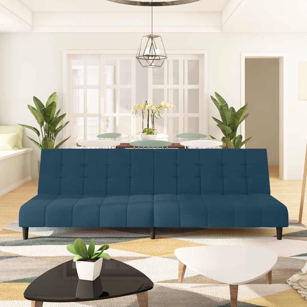 Schlafsofa 2-Sitzer Blau Samt