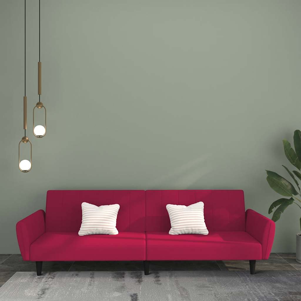 Schlafsofa 2-Sitzer Weinrot Samt