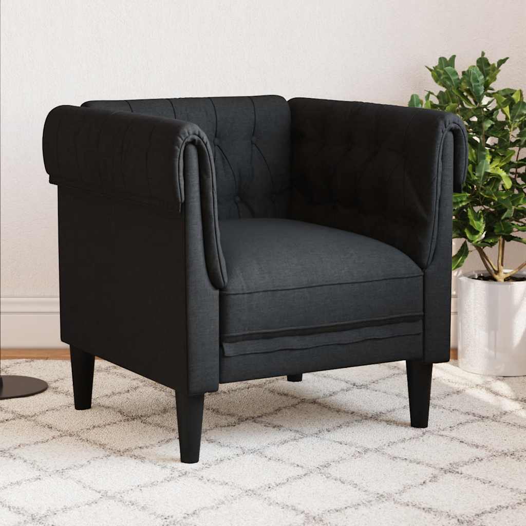 Chesterfield-Sessel Schwarz Stoff