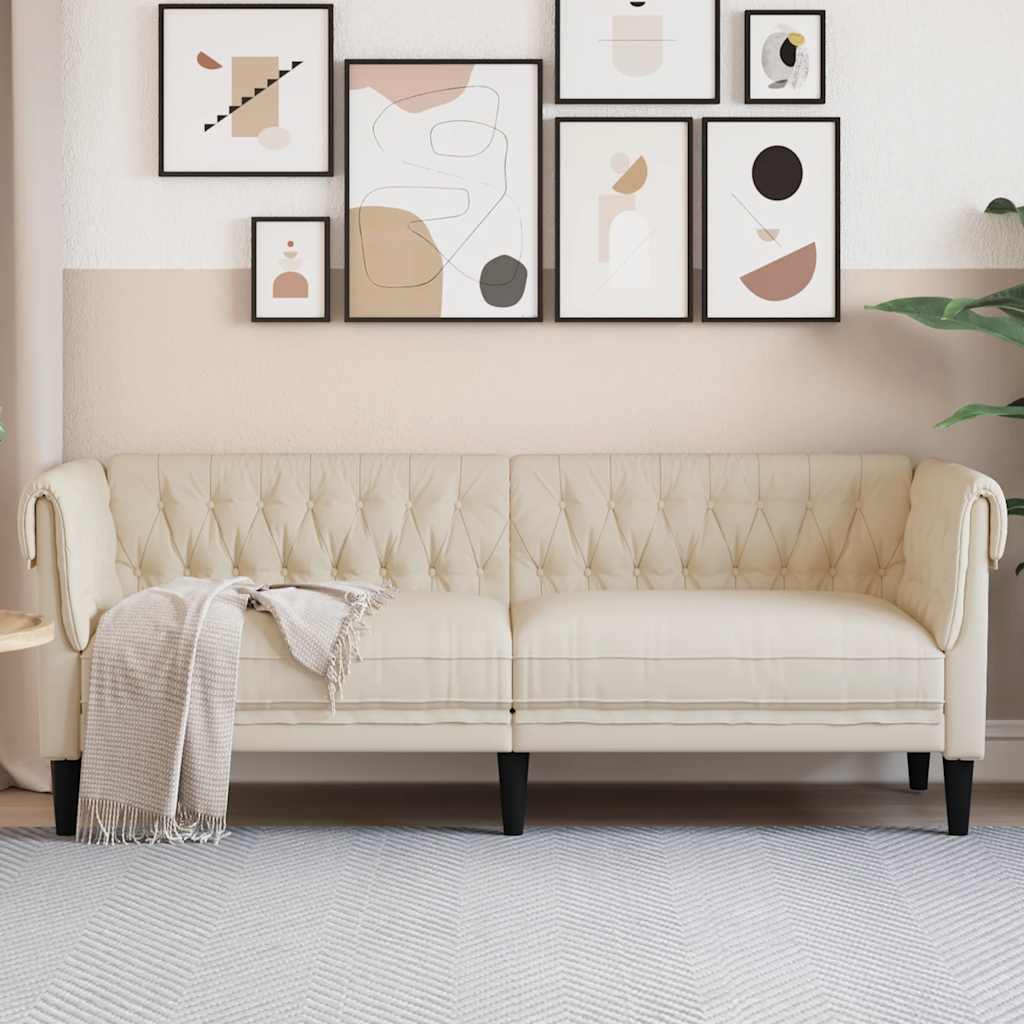 3-Sitzer-Sofa Chesterfield Leinen