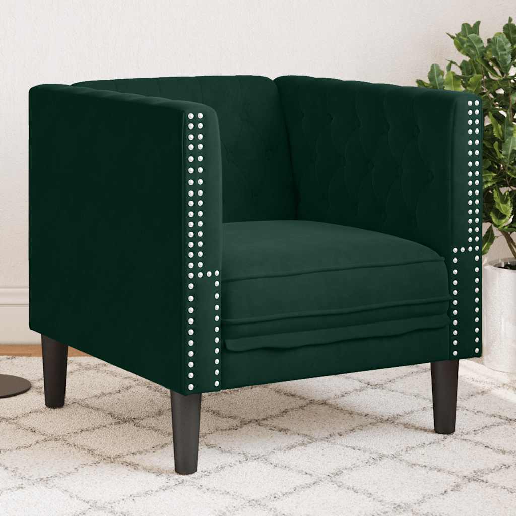 Chesterfield-Sessel Dunkelgrün Samt