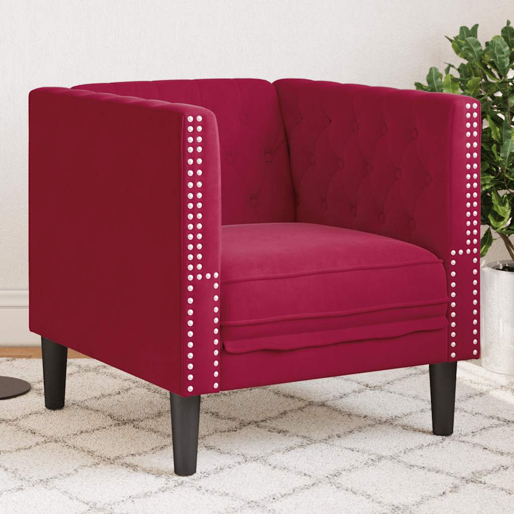 Chesterfield-Sessel Weinrot Samt