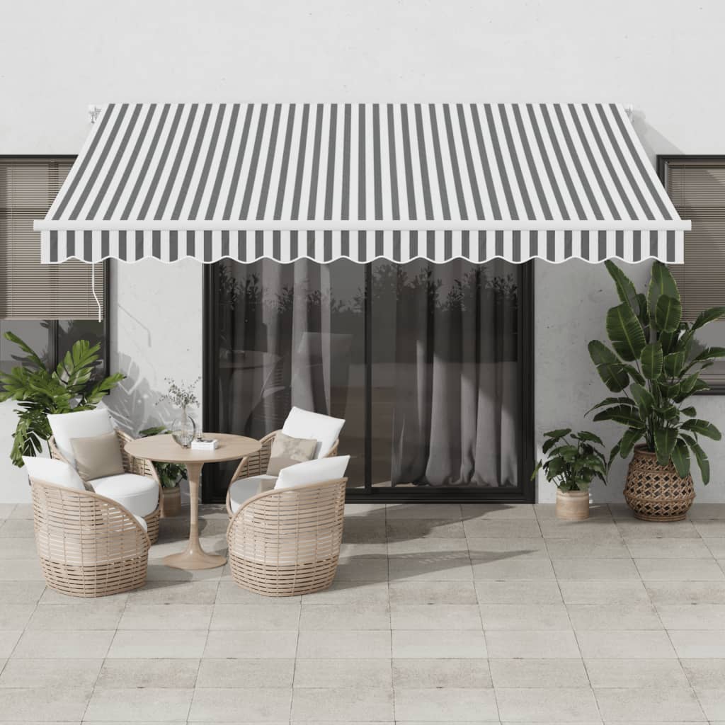Markise Manuell mit LED Anthrazit & Weiß 400x350 cm