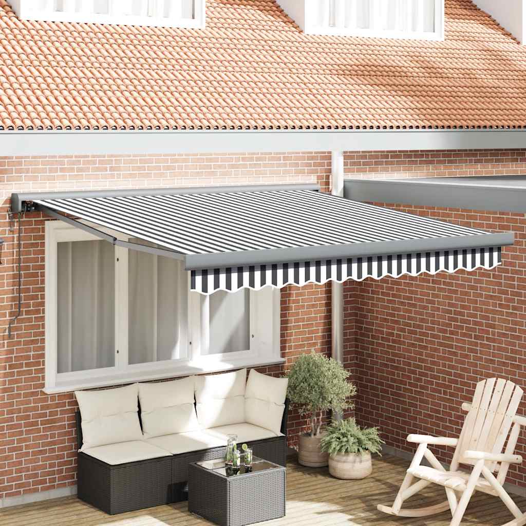 Markise Einziehbar Anthrazit und Weiß 3x2,5 m Stoff & Aluminium