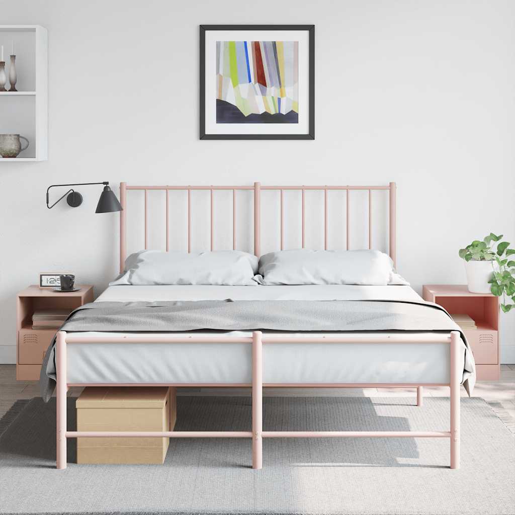 Nachttische 2 Stk. Rosa 34,5x39x44 cm Stahl