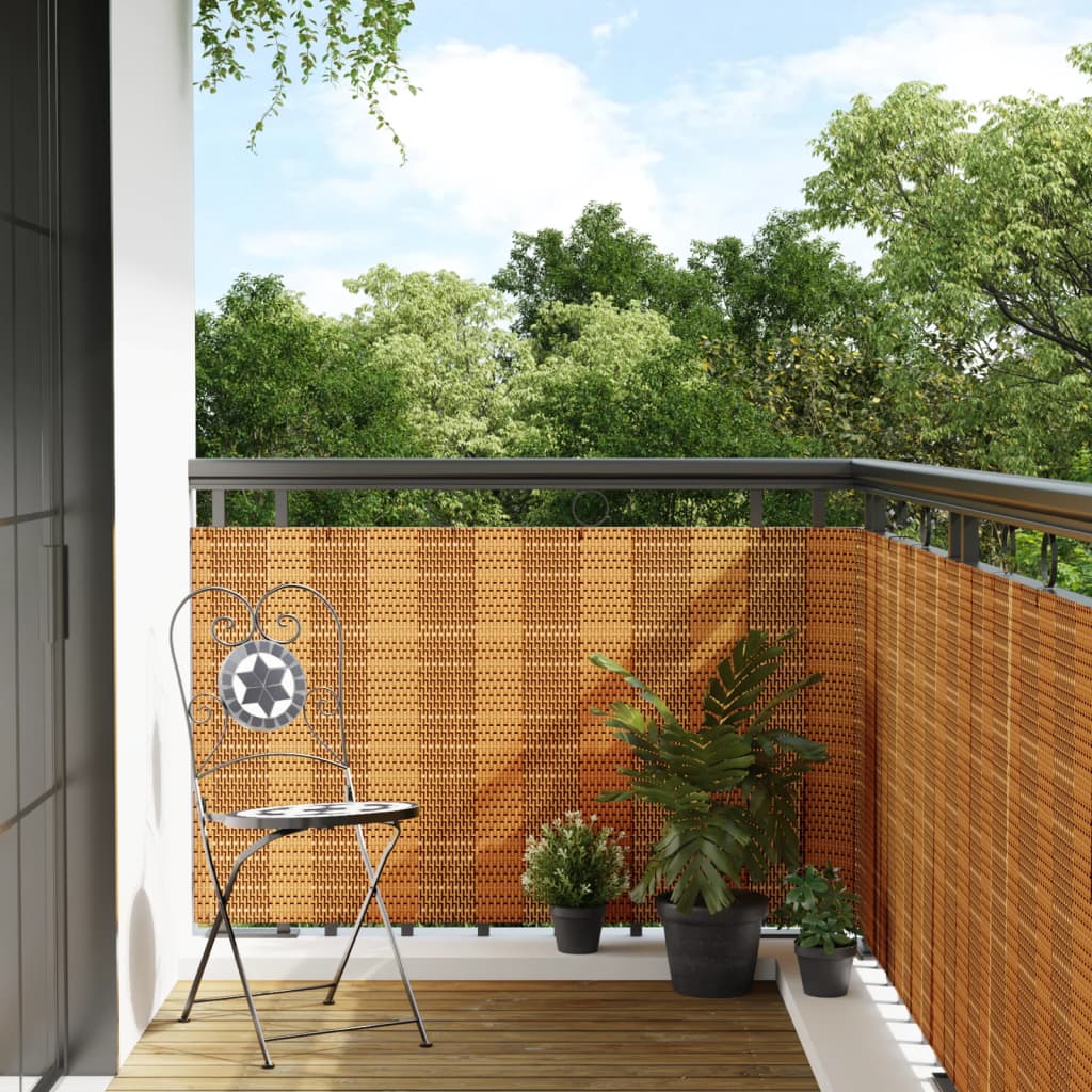 Balkon-Sichtschutz Hellbraun 400x100 cm Poly Rattan