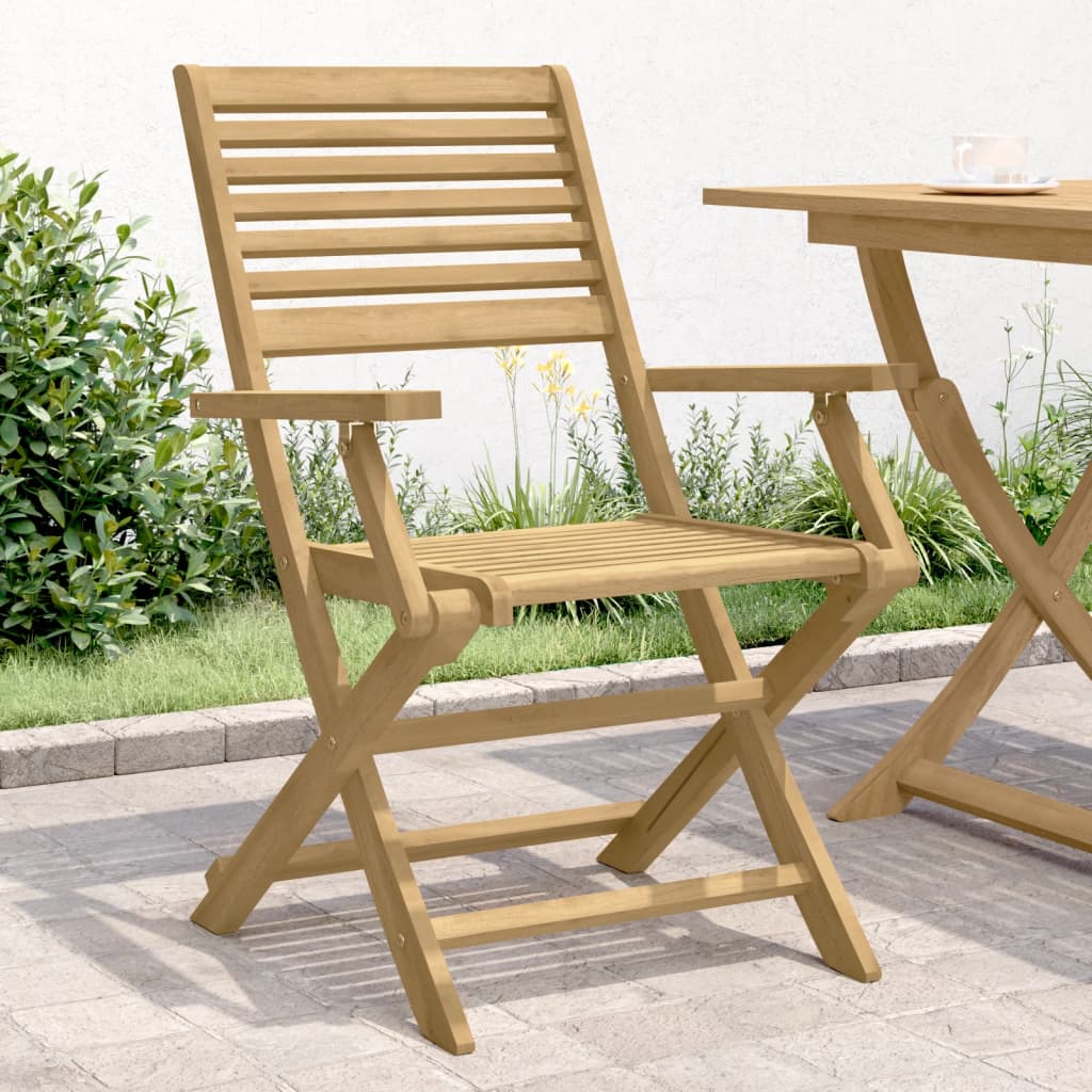 Klappstühle, 4 Stück, 54,5 x 61,5 x 86,5 cm, Massivholz Akazie