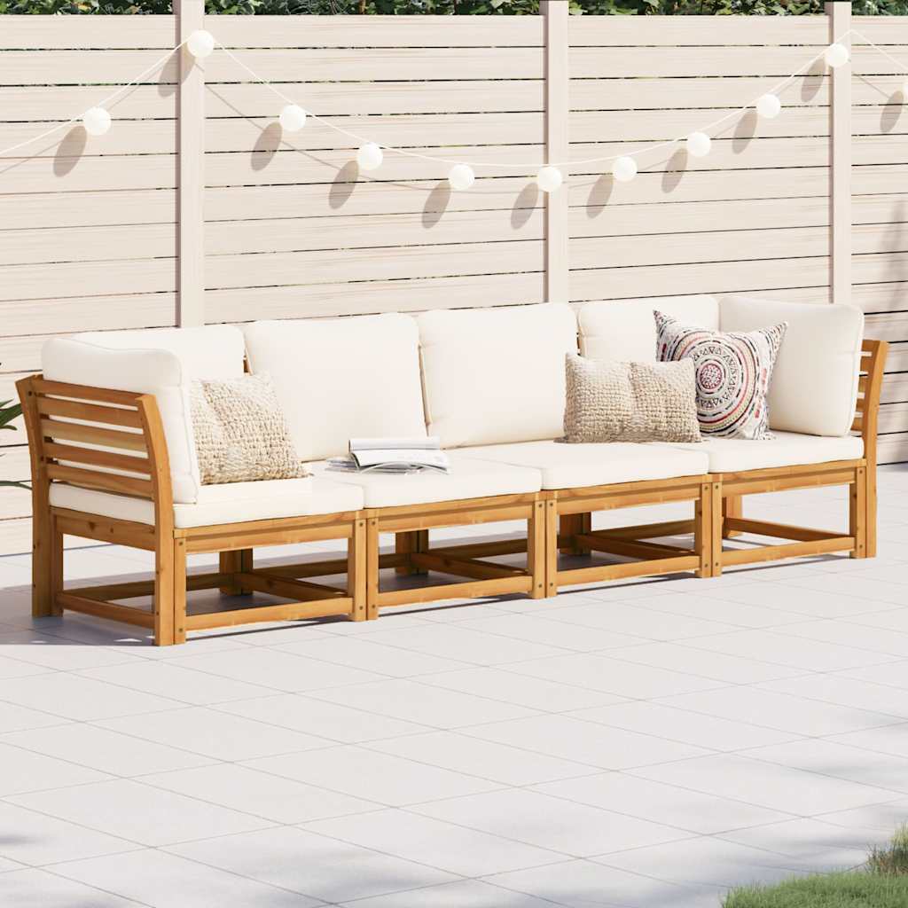 4-tlg. Garten-Lounge-Set mit Kissen Massivholz Akazie