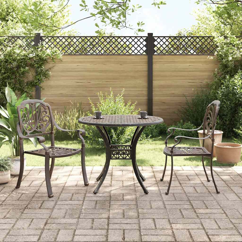 3-tlg. Bistro-Set Bronzen Aluminiumguss