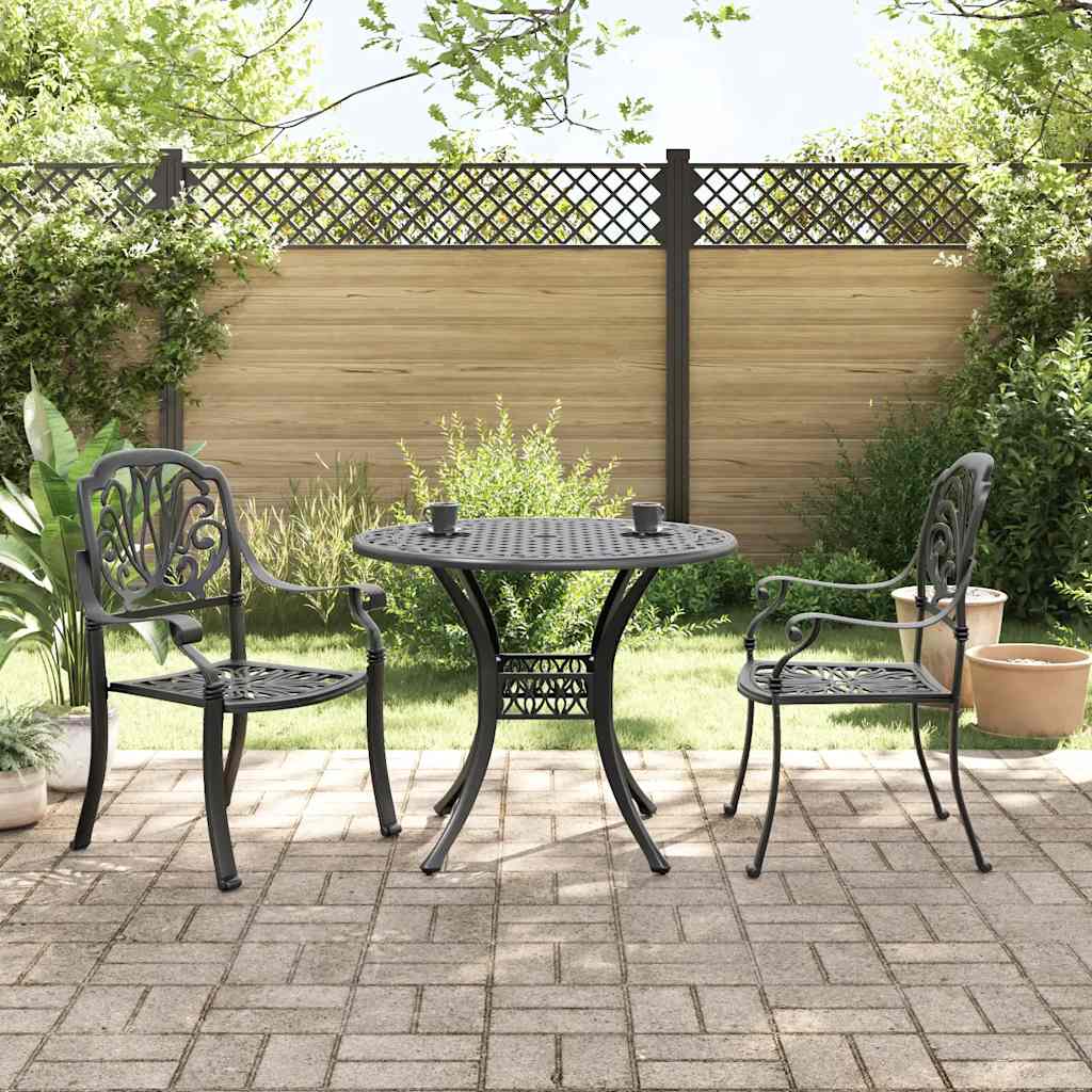 3-tlg. Bistro-Set Schwarz Aluminiumguss