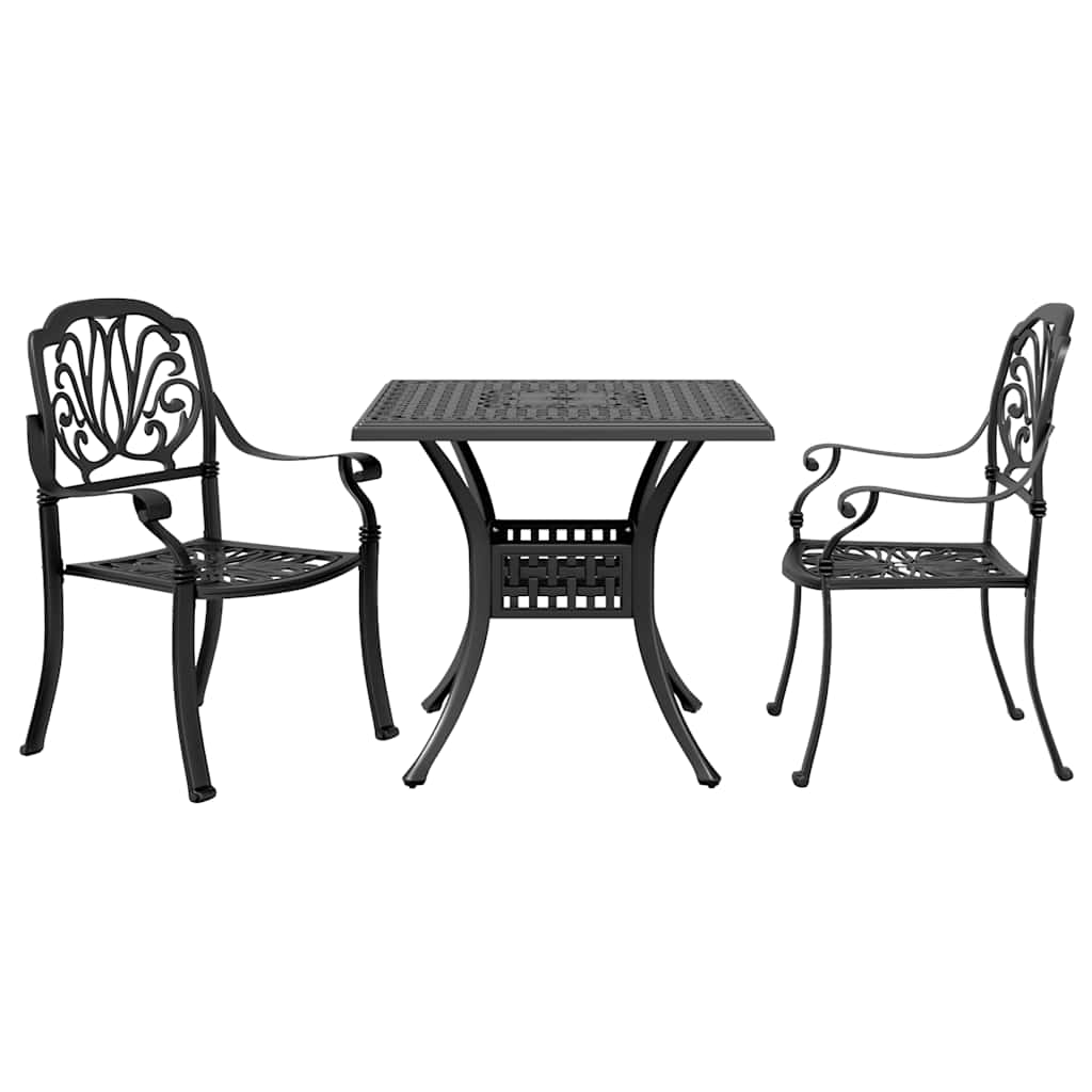3-tlg. Bistro-Set Schwarz Aluminiumguss