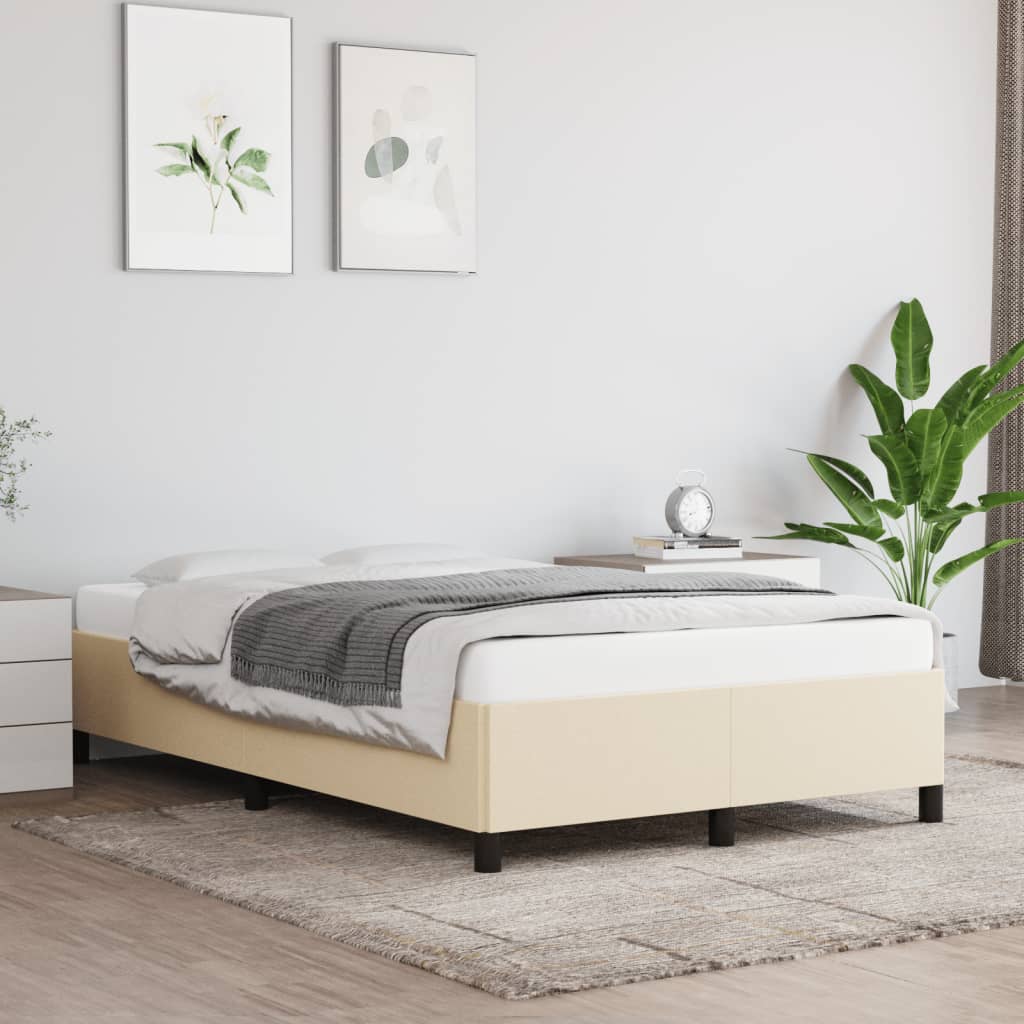 Bettgestell ohne Matratze Creme 120x190 cm Stoff